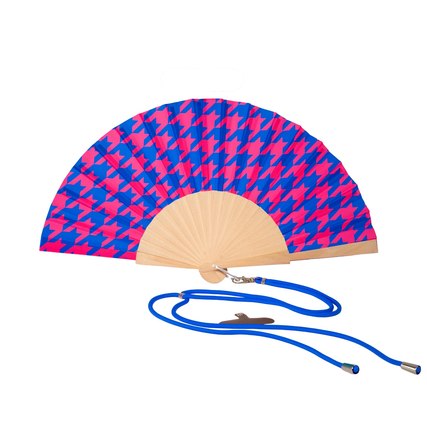 EVENTAIL BOIS/TISSU - PIED DE POULE