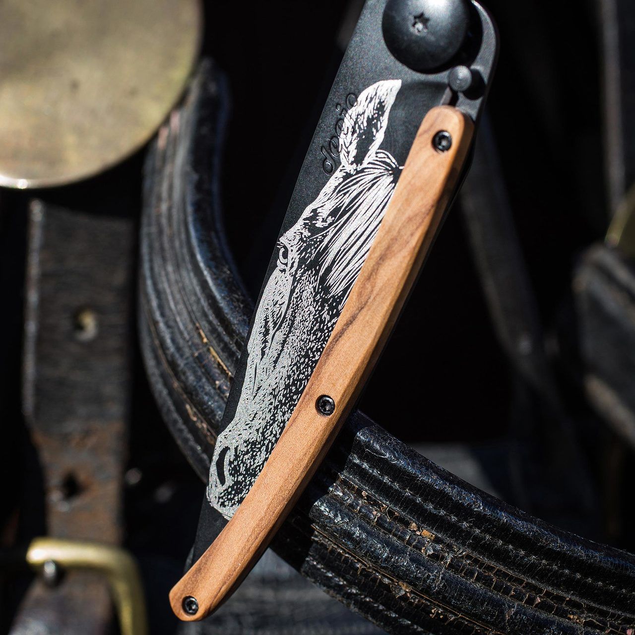 COUTEAU DE POCHE 37GR DEEJO OLIVIER - PUR SANG