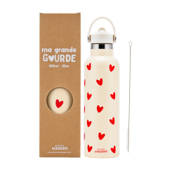 GOURDE CREME COEURS ROSE - 600ML