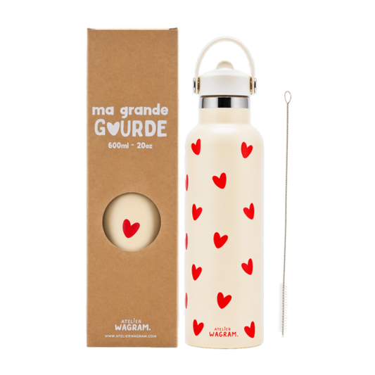 GOURDE CREME COEURS ROSE - 600ML