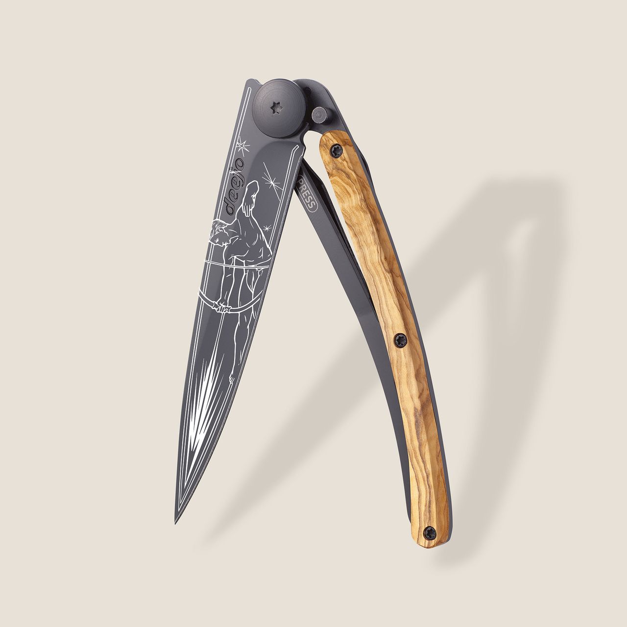 COUTEAU DE POCHE 37GR DEEJO OLIVIER - SAGITTAIRE