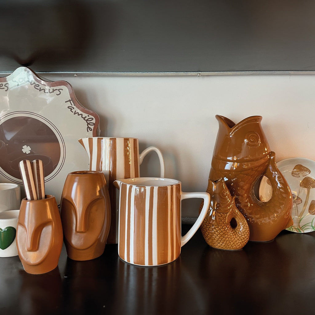 VASE POISSON - MARRON