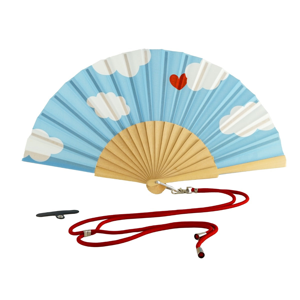 EVENTAIL BOIS/TISSU - NUAGE