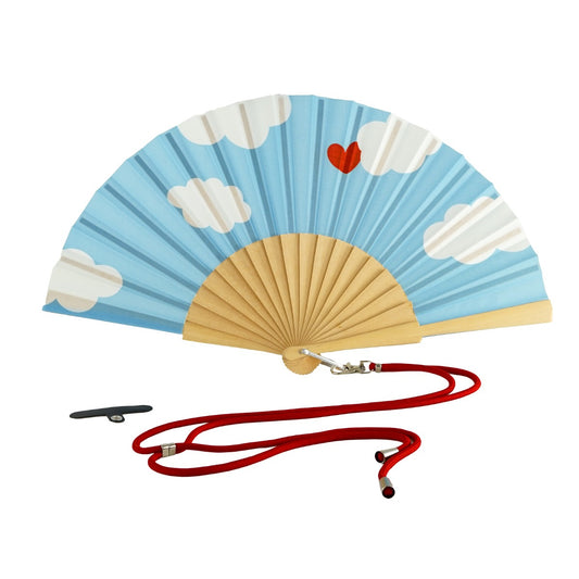 EVENTAIL BOIS/TISSU - NUAGE